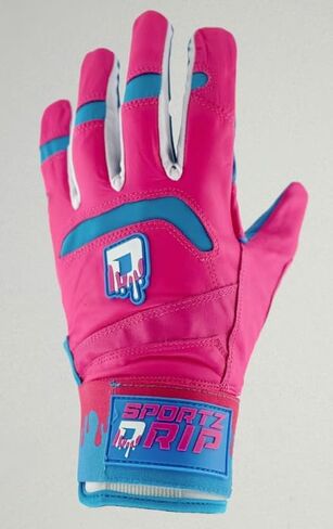 Bubble Pop Batting Gloves, Youth Baseball, Pink and Teal, Multiple, Breathable Mesh, Adjustable Wrist Strap, Pro-Grade Grip in Saudi Arabia
