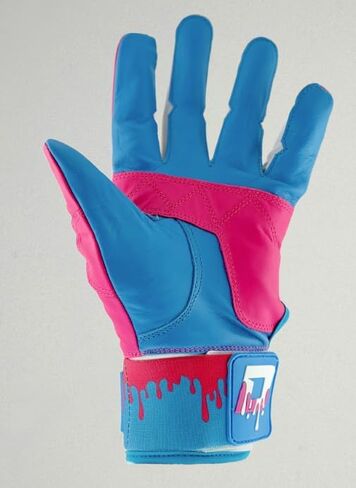 Bubble Pop Batting Gloves, Youth Baseball, Pink and Teal, Multiple, Breathable Mesh, Adjustable Wrist Strap, Pro-Grade Grip in Saudi Arabia