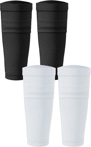 2 Pairs Kids Youth Soccer Shin Guard Sleeves Boy Girl Shin Guard Sleeves with Insert Pocket for Football Soccer Basketball Sport Training in Saudi Arabia