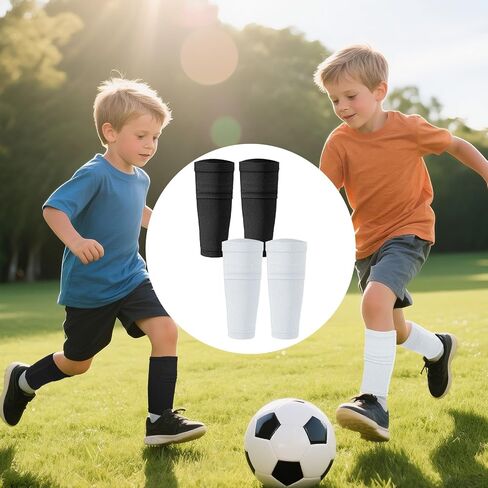 2 Pairs Kids Youth Soccer Shin Guard Sleeves Boy Girl Shin Guard Sleeves with Insert Pocket for Football Soccer Basketball Sport Training in Saudi Arabia