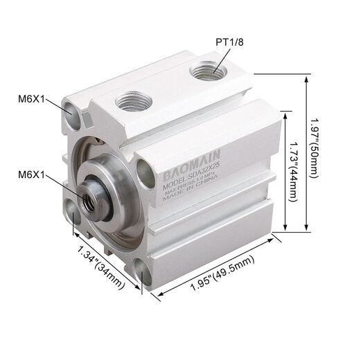 Baomain Compact Thin Air Cylinder SDA 16-10, Double Action Thin Pneumatic 16mmx10mm, 0.63 Inch (16mm) bore and 0.39 Inch (10mm) Stroke,Suitable for Small Machinery, Stroke M5 Port in Kuwait