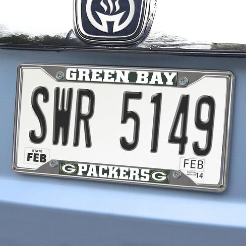 FANMATS 15532 Green Bay Packers Chrome Metal License Plate Frame, Team Colors, 6.25in x 12.25in in Saudi Arabia