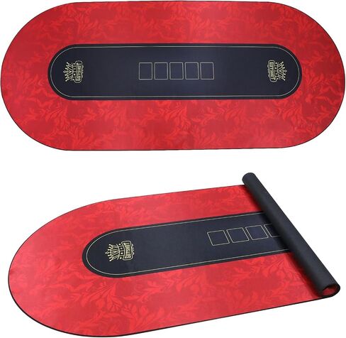 GUTSHOT Foldable Poker Table for 10 Players - Premium Soft-Padded Armrest, Individual Cup Holders, Portable Mat - Crafted with Durable Materials, Long-Lasting Poker Table (Red) in Saudi Arabia
