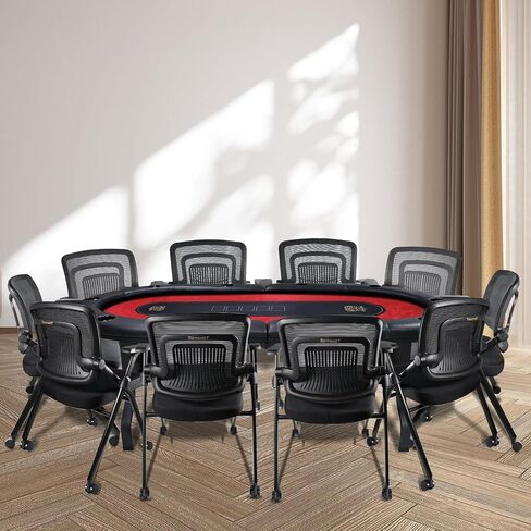 GUTSHOT Foldable Poker Table for 10 Players - Premium Soft-Padded Armrest, Individual Cup Holders, Portable Mat - Crafted with Durable Materials, Long-Lasting Poker Table (Red) in Saudi Arabia