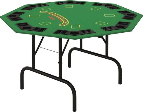 Soozier Poker Table Foldable 47" Octagon Casino Table Blackjack Texas Holdem Poker Table for 8 Players with Chips Tray and Cup Holders, Green in Kuwait