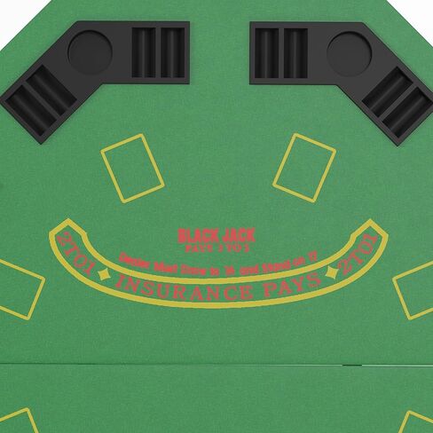 Soozier Poker Table Foldable 47" Octagon Casino Table Blackjack Texas Holdem Poker Table for 8 Players with Chips Tray and Cup Holders, Green in Kuwait