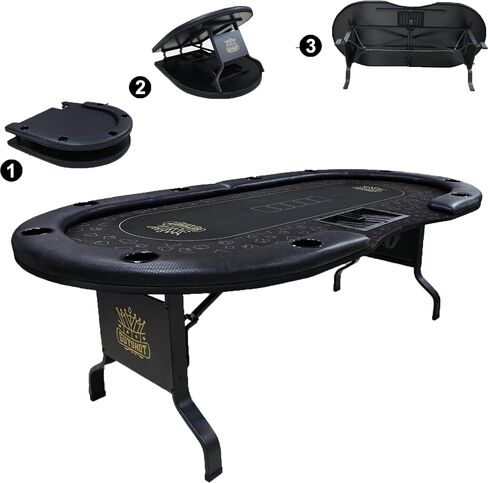 GUTSHOT Foldable Poker Table for 10 Players - Premium Soft-Padded Armrest, Individual Cup Holders, Portable Mat - Crafted with Durable Materials, Long-Lasting Poker Table (Red) in Saudi Arabia
