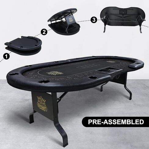 GUTSHOT Foldable Poker Table for 10 Players - Premium Soft-Padded Armrest, Individual Cup Holders, Portable Mat - Crafted with Durable Materials, Long-Lasting Poker Table (Red) in Saudi Arabia