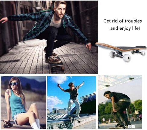 Standard Skateboards for Beginners Kids Boys Girls Youths Adults Starter-Complete Skate Boards 31''x 8'' Maple Wood Skateboard in Saudi Arabia