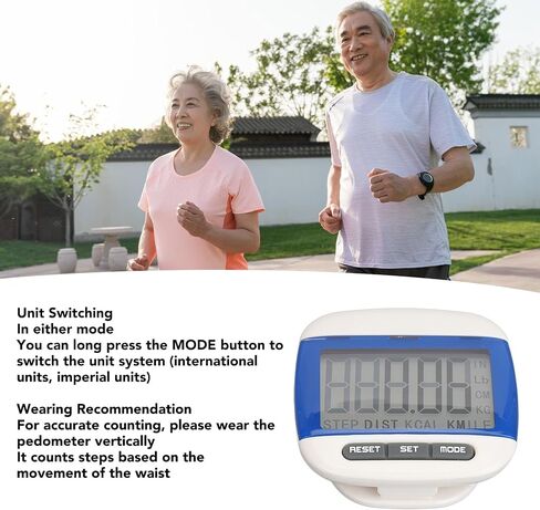 عداد الخطى الرياضي للمشي مع مشابك، عداد الخطى للمشي، عداد خطوات دقيق، مسافة المشي أميال أو كم، عداد السعرات الحرارية لكبار السن والبالغين in Kuwait