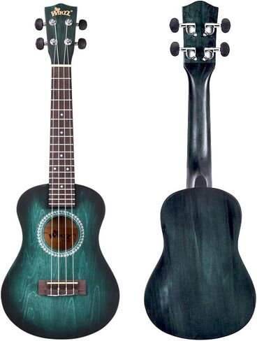 Winzz Ukulele Concert 23 بوصة أزرق وأخضر، طقم القيثارة للمبتدئين للبالغين والأطفال، تصميم فريد من نوعه بالألوان in Kuwait