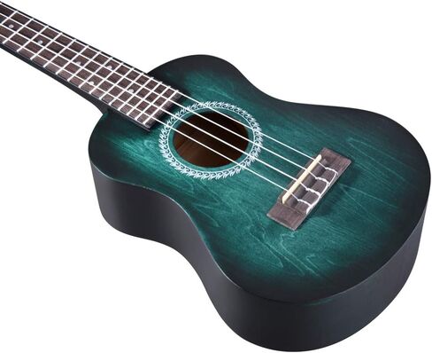 Winzz Ukulele Concert 23 بوصة أزرق وأخضر، طقم القيثارة للمبتدئين للبالغين والأطفال، تصميم فريد من نوعه بالألوان in Kuwait