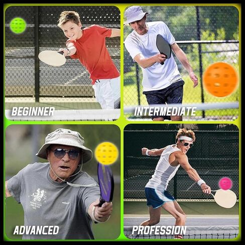 6-Piece USAPA-Certified Pickleball Set - 40-Hole Outdoor Competition Balls, High Elasticity + Weather-Resistant Design, Includes Portable Mesh bag, Suitable for Beginners/Professional Training in Saudi Arabia