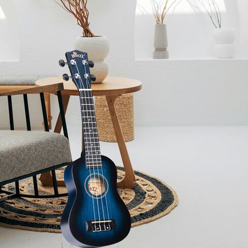 Winzz Ukulele Concert 23 بوصة أزرق وأخضر، طقم القيثارة للمبتدئين للبالغين والأطفال، تصميم فريد من نوعه بالألوان in Kuwait