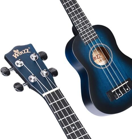 Winzz Ukulele Concert 23 بوصة أزرق وأخضر، طقم القيثارة للمبتدئين للبالغين والأطفال، تصميم فريد من نوعه بالألوان in Kuwait