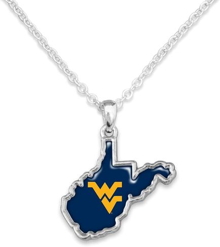 From the Heart West Virginia Mountaineers State of Mine Necklace Jewelry Gift Licensed WVU, Silver in Saudi Arabia
