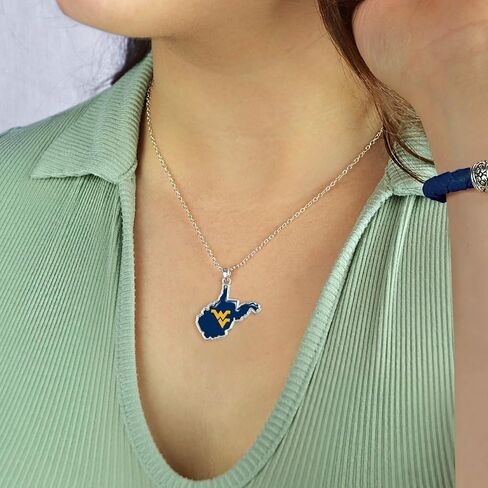 From the Heart West Virginia Mountaineers State of Mine Necklace Jewelry Gift Licensed WVU, Silver in Saudi Arabia