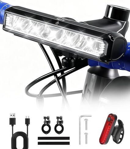 ضوء دراجة LED للركوب الليلي - 1800 لومن فائق السطوع USB-C شحن سريع - IPX5 مقاوم للماء للدراجة الأمامية والضوء الخلفي لMTB، ركوب الدراجات على الطرق والتنقل الليلي in Saudi Arabia