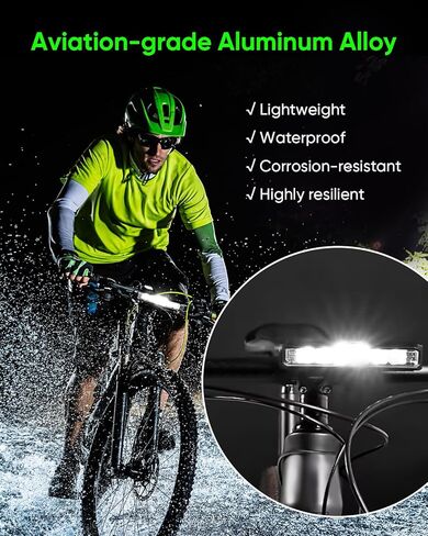 ضوء دراجة LED للركوب الليلي - 1800 لومن فائق السطوع USB-C شحن سريع - IPX5 مقاوم للماء للدراجة الأمامية والضوء الخلفي لMTB، ركوب الدراجات على الطرق والتنقل الليلي in Saudi Arabia