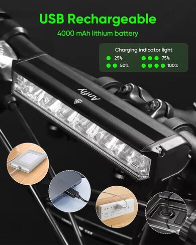 ضوء دراجة LED للركوب الليلي - 1800 لومن فائق السطوع USB-C شحن سريع - IPX5 مقاوم للماء للدراجة الأمامية والضوء الخلفي لMTB، ركوب الدراجات على الطرق والتنقل الليلي in Saudi Arabia