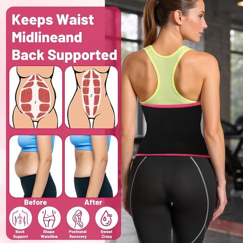 Waist Trainer Sweat Waist Band for Women and Men Spandex Sweat Band Stomach Waists Trimmer Belt Slimming Stomach Wrap for Lower Belly Fat Gym Workout Red in Saudi Arabia