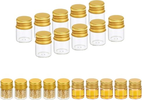 Patikil 15ml قوارير زجاجية صافية ، 20 حزمة قارورة سائلة صغيرة مع قبعات المسمار مقاومة للتسرب حاوية مسحوق الجرار الفارغة للعينة ، ذهبية in Saudi Arabia