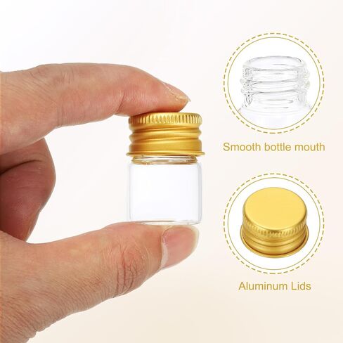 Patikil 15ml قوارير زجاجية صافية ، 20 حزمة قارورة سائلة صغيرة مع قبعات المسمار مقاومة للتسرب حاوية مسحوق الجرار الفارغة للعينة ، ذهبية in Saudi Arabia