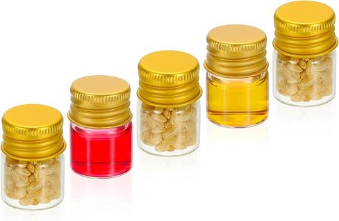 Patikil 15ml قوارير زجاجية صافية ، 20 حزمة قارورة سائلة صغيرة مع قبعات المسمار مقاومة للتسرب حاوية مسحوق الجرار الفارغة للعينة ، ذهبية in Saudi Arabia