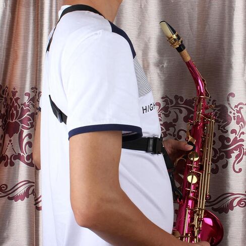 Saxophone Chest Shoulder Strap, Ergonomic Design Adjustable Nylon Sax Strap Harness Musical Instrument Accessory for Small Large Sax, Black in Saudi Arabia