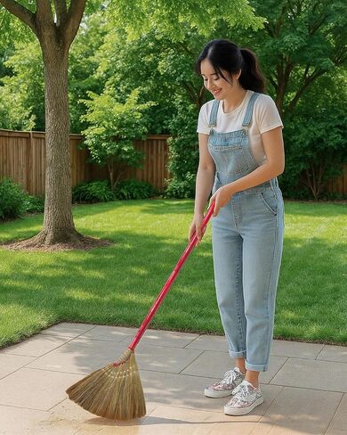 Coco Deluxe Vietnamese Natural Straw Broom /40 "مكنسة عشبية ناعمة مصنوعة يدويًا للداخلية والخارجية /تشوي بونغ كاب CAO CAP (1) in Kuwait