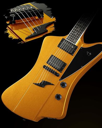 WestCreek Mirage Solid Body Electric Guitar, Mahogany Body, Maple Neck, Ebony Fretboard, Rounded End Frets, Bone Nut, 24 Frets (Black) in Kuwait