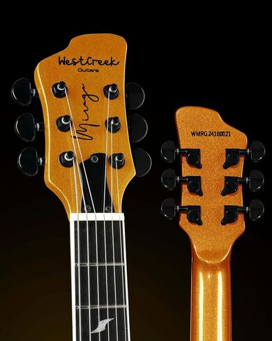 WestCreek Mirage Solid Body Electric Guitar, Mahogany Body, Maple Neck, Ebony Fretboard, Rounded End Frets, Bone Nut, 24 Frets (Black) in Kuwait