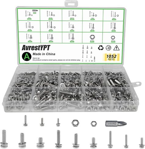 584 Pcs Stainless Steel Nut and Bolt Assortment Kit, M2 M2.5 M3 M4 M5 Small Metric Machine Screws, Multipurpose Hardware Set for DIY Projects, Repairs, Electronics in Kuwait