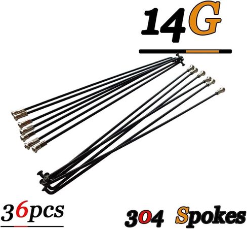 36Pcs 14G Fit for Bicycle Spokes Stainless Steel Road Mountain Bike Cycle 236/246/248/250/255/258/261/263/265mm Nipples Accessories in Saudi Arabia