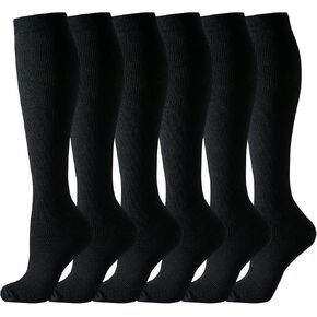 6 Pairs Graduated Compression Socks for Women and Men Knee High Hiking Running Sport Nylon Compression Stockings in Saudi Arabia