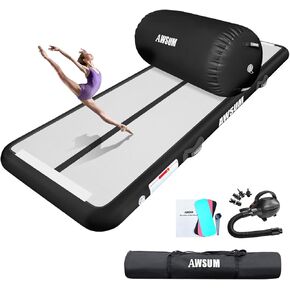 سجادة الجمباز القابلة للنفخ بطول 10/13 قدم من AWSUM، سجادة دوارة للتمارين الرياضية قابلة للنفخ، مدرب للانحناء الخلفي للاستخدام المنزلي/صالة الألعاب الرياضية/معدات التشجيع، مع مضخة كهربائية in Kuwait