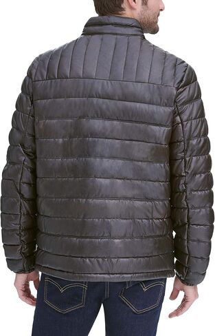 Tommy Hilfiger Men's Lightweight Quilted Faux Leather Puffer Jacket in Saudi Arabia