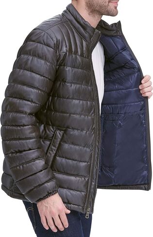 Tommy Hilfiger Men's Lightweight Quilted Faux Leather Puffer Jacket in Saudi Arabia