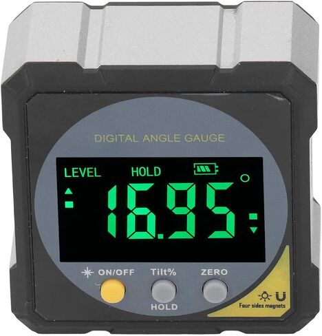 جهاز قياس زاوية LCD أسود بإضاءة خلفية IP54 شاشة LCD رقمية مقياس زاوية مغناطيسي مع قياس 4 × 90 درجة لهندسة البناء مادة ABS in Saudi Arabia