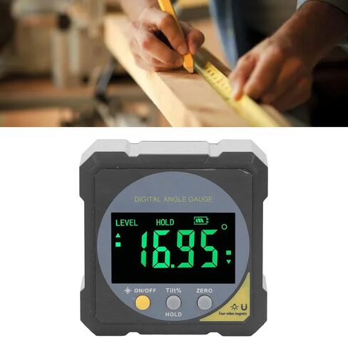 جهاز قياس زاوية LCD أسود بإضاءة خلفية IP54 شاشة LCD رقمية مقياس زاوية مغناطيسي مع قياس 4 × 90 درجة لهندسة البناء مادة ABS in Saudi Arabia
