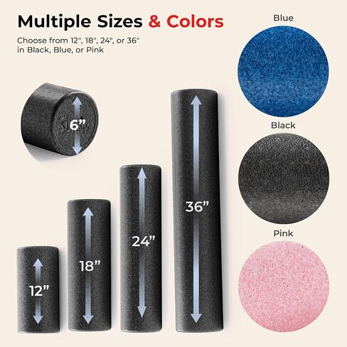 Sunny Health & Fitness High-Density Foam Roller 12" to 36", for Stretching & Muscle Recovery – Black, Blue, Pink in Saudi Arabia