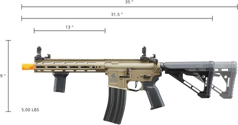 لانسر التكتيكي Gen 3 Hellion MLOCK 10 بوصة بوليمر خفيف الوزن متين M4 Airsoft MLOK AEG مع غطاء متوسط ​​عالي السرعة مع مشغل قابل للبرمجة (ETU & MOSFET) in Kuwait