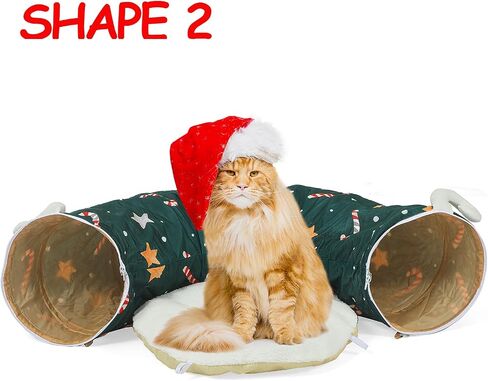 سرير نفق Cattty Cat تحت شجرة عيد الميلاد 3ft × 3ft × 9.8in - أسلوب عيد الميلاد الزخرفي مع أنماط الصندوق - اللون الأحمر مثالي للفنون الاحتفالية الحيوانات الصغيرة in Saudi Arabia