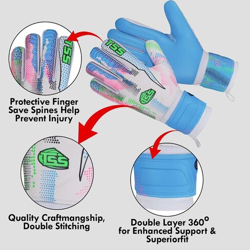 Soccer Goalie Goalkeeper Gloves for Adult &Youth high Performance Soccer Gloves with Pro-Teck Finger Spine Protection Premium Latex Strong Grip for Toughest Saves (Multi) in Saudi Arabia