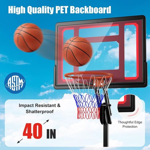 GYMAX Portable Basketball Hoop, 5 FT to 10 FT Adjustable Basketball Goal with 10 Heights, All Weather Basketball Stand System with Weight Bag & Wheels, for Youth Adult, Indoor Outdoor Pool, Court in Saudi Arabia