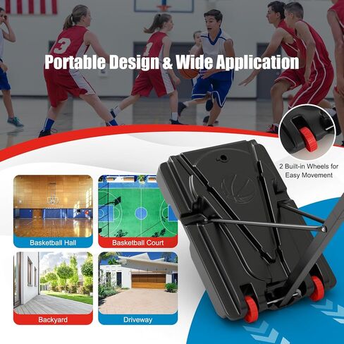 GYMAX Portable Basketball Hoop, 5 FT to 10 FT Adjustable Basketball Goal with 10 Heights, All Weather Basketball Stand System with Weight Bag & Wheels, for Youth Adult, Indoor Outdoor Pool, Court in Saudi Arabia