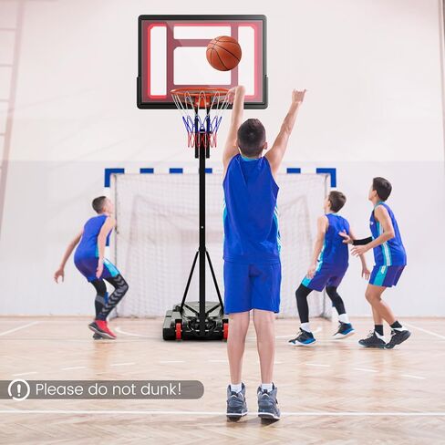 GYMAX Portable Basketball Hoop, 5 FT to 10 FT Adjustable Basketball Goal with 10 Heights, All Weather Basketball Stand System with Weight Bag & Wheels, for Youth Adult, Indoor Outdoor Pool, Court in Saudi Arabia