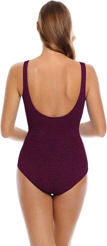 CHLORINE RESISTANT KRINKLE TEXTURED SOLID EMPIRE MIO PLUS SIZE ONE PIECE in Kuwait
