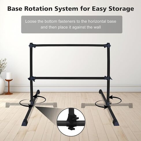 شريط باليه قائم بذاته بطول 4 أقدام/6 أقدام مصنوع من الخشب/الفولاذ قابل للتعديل من 7 إلى 46 بوصة شريط باليه محمول مزدوج للتمرين المنزلي والتمدد in Kuwait