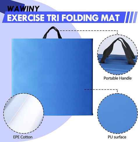 6ft x 2ft Folding Gymnastics Mat - 2-Inch Thick High Density Foam Yoga Mat, Non-Slip Gym Floor Mat for Home Workouts, Pilates & Stretching, Waterproof Oil-Proof Portable Exercise Mat. in Kuwait